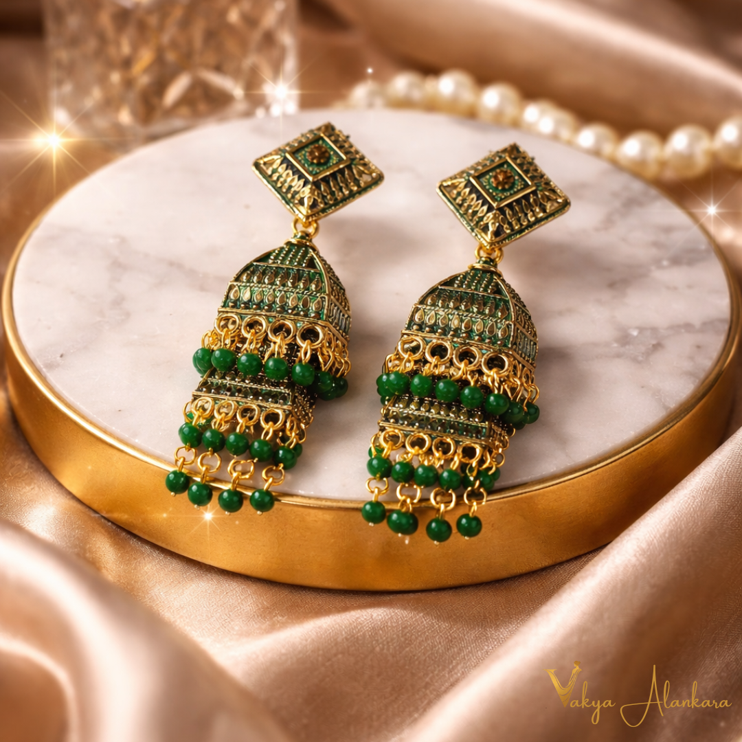 Black and Golden Oxidised Jhumka